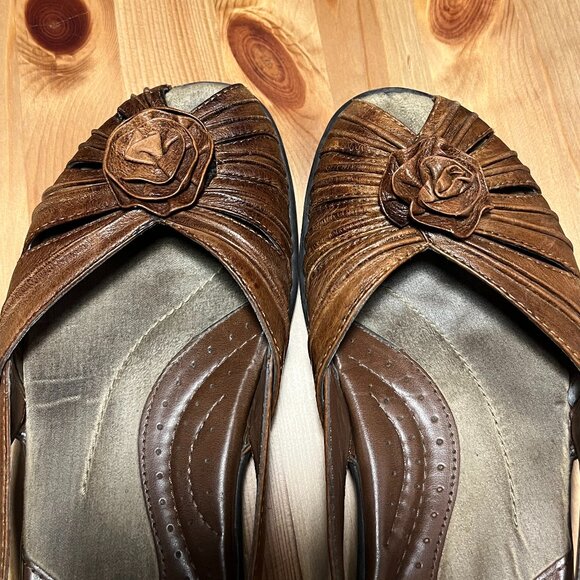 EARTH SPIRIT floral sandal flats (brown leather) - Picture 4 of 4